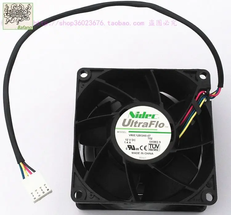 

jinlingge For NIDEC V80E12BGA5-07 8038 8cm Double Ball bearing 4PIN PWM 12V 1.4A cooling fan