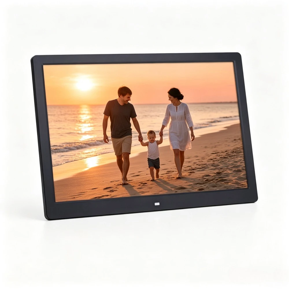 15 Inch Digital Photo Frame, LCD Picture Frame with Remote Control, Support USB SD Card, Music Video Playback & Multi-Slideshow