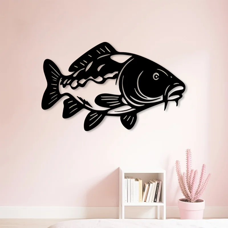 1pc Elegant Carp Fish Metal Wall Art Decor 3D Metal Wall Sculpture Statue Mural for Living Room Garden Indoor Outdoor Home Decor