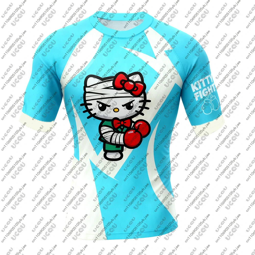 2026 الرجال الفتيان الاطفال فتاة القتال تي شيرت علوي تنفس التجفيف السريع الملاكمة رياضة مرحبا كيتي جيو جيتسو القتال طفح الحرس BJJ MMA