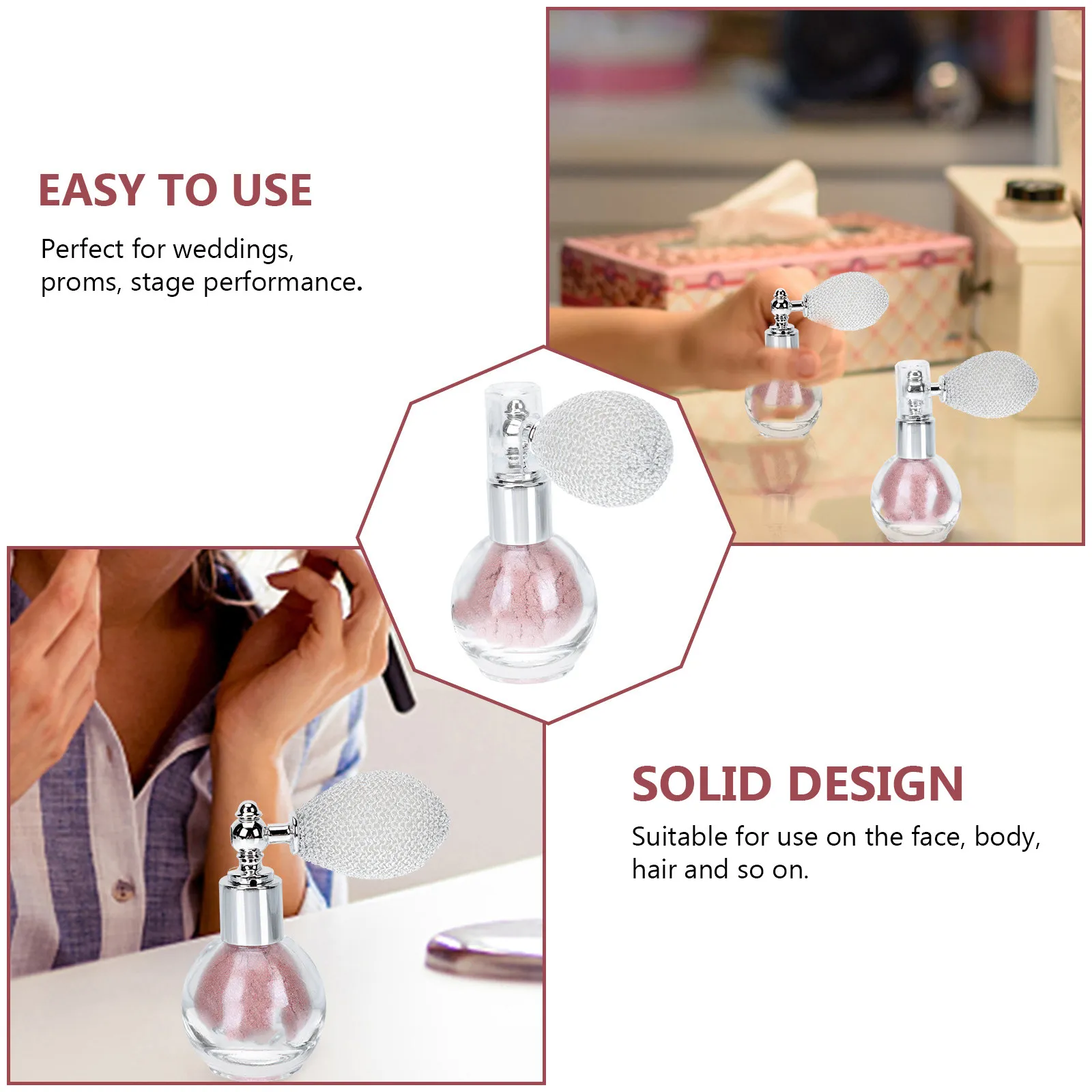 Spruzzatore di polvere glitter oro di piccole dimensioni per viso, corpo, capelli, illuminante, accessorio per il trucco, strumento spray lucidante, decorazione