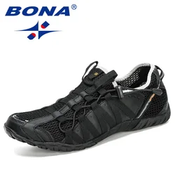 BONA-Lace Up Athletic Shoes para homens, tênis confortáveis, caminhada ao ar livre, corrida, corrida, novo estilo popular, frete grátis rápido