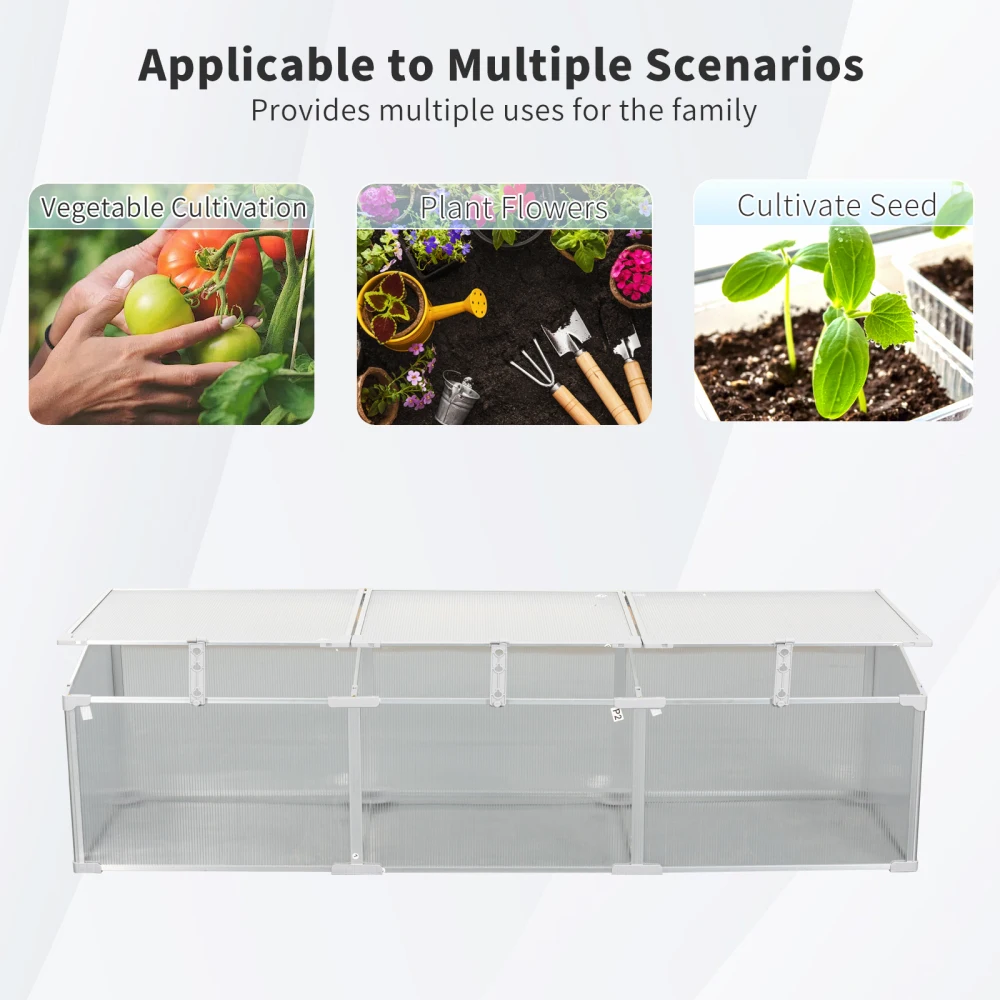 Invernadero de policarbonato de 6x2 pies, invernaderos portátiles con protección UV, impermeables, pestillo ajustable, tapa que se puede abrir para exteriores en invierno