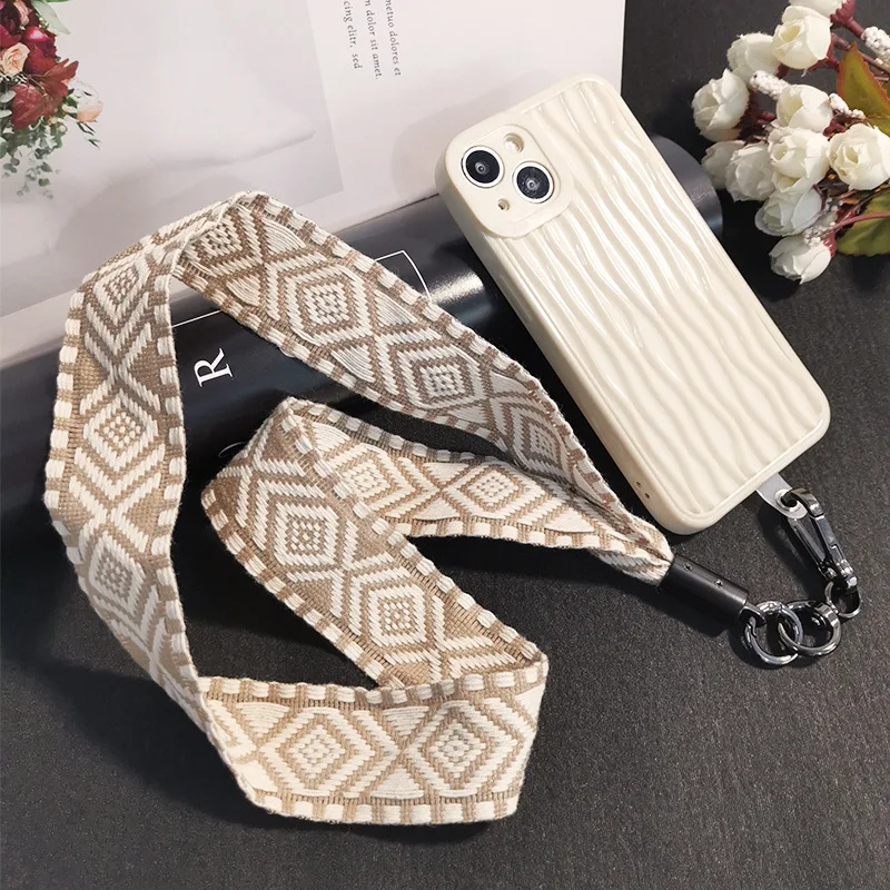 Mobile Phone Lanyard New Style Long Hanging Neck Retro Wide Cloth High-end Fashion Versatile Strong and Durable Men and Women