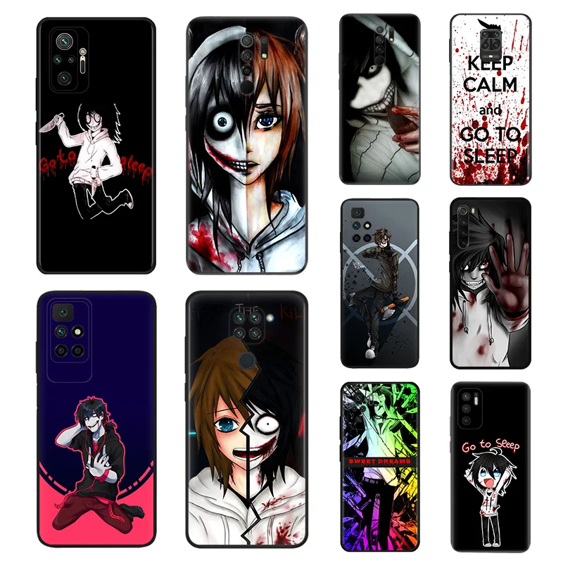 Phone Cases for Redmi Note 10 Lite 9 9T 9S 8 8T 7 9A 9C 10A 10C Anime Jeff The Killer Xiaomi 10T Pro Shell Black Case Cover