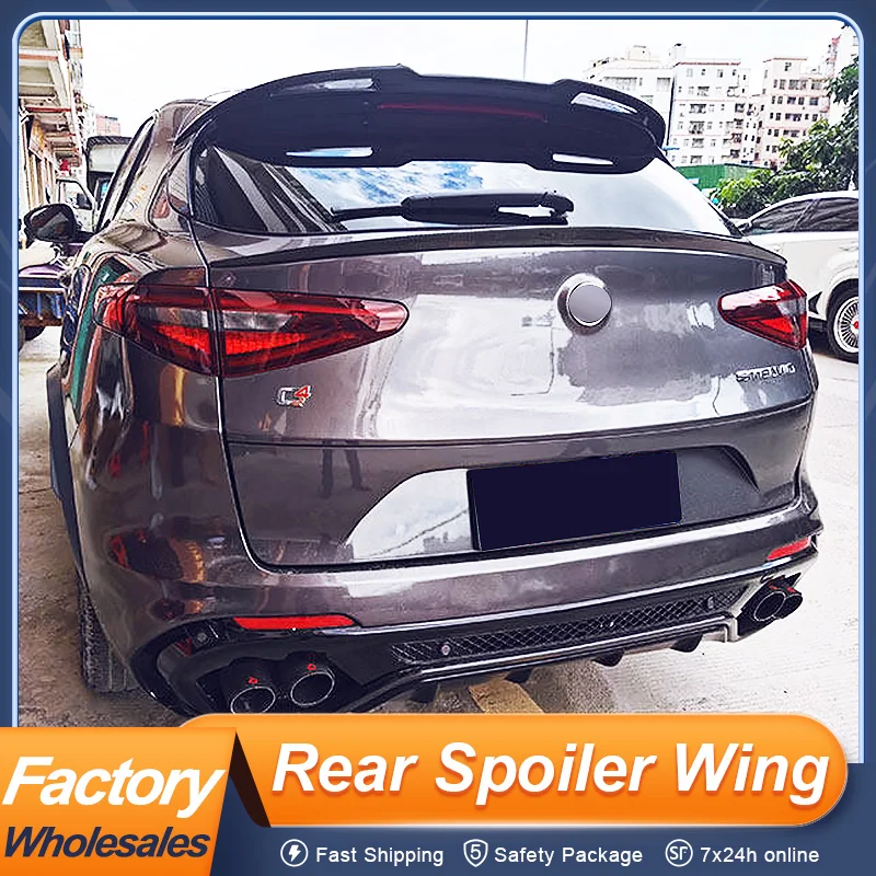 

For Alfa Remeo Giulia Stelvio 2017 18 19 20 Real Carbon Fiber Material Rear Roof Middle Trunk Lid Car Spoiler Wing Accessories