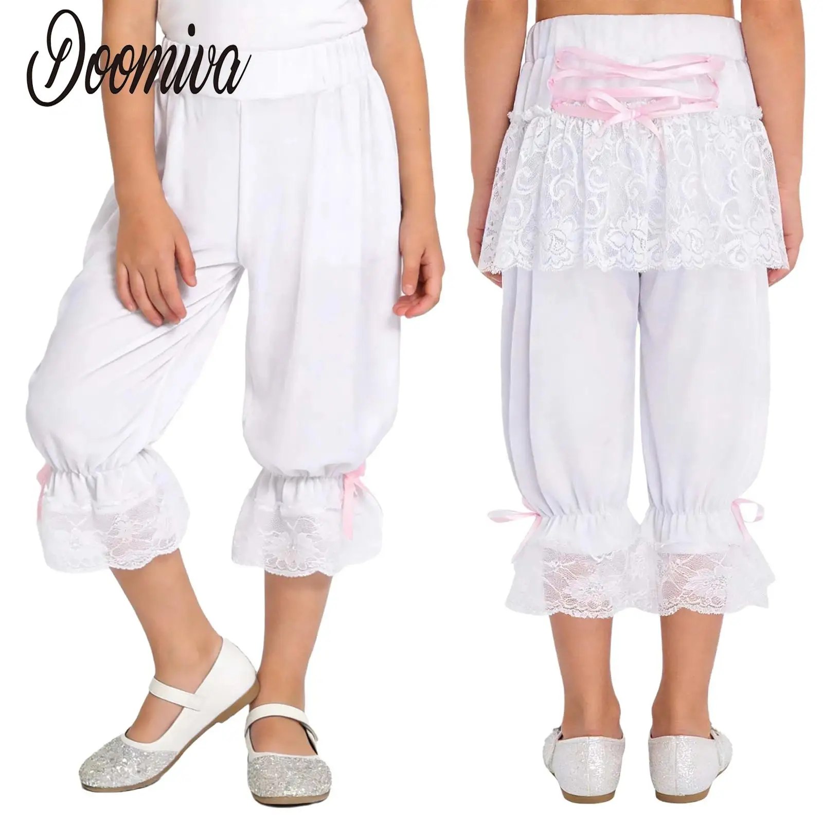 

Girls Victorian Lolita Pantaloons Floral Lace Ruffle Steampunk Bloomers Shorts Underpants Pirate Halloween Cosplay Party Costume