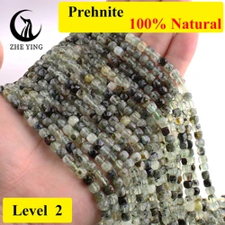 Zhe Ying 4x4mm Natural Prehnite Beads Faceted Square Amethyst Labradorite Beads for Jewelry Making Diy Jewelry Accessories