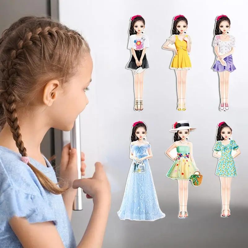 Magnetic Doll Dress Up Kits Magnetic Princess Paper Dolls Cutouts Pretend Play Outfit Magnet Clothes Puzzles Creative Fashion