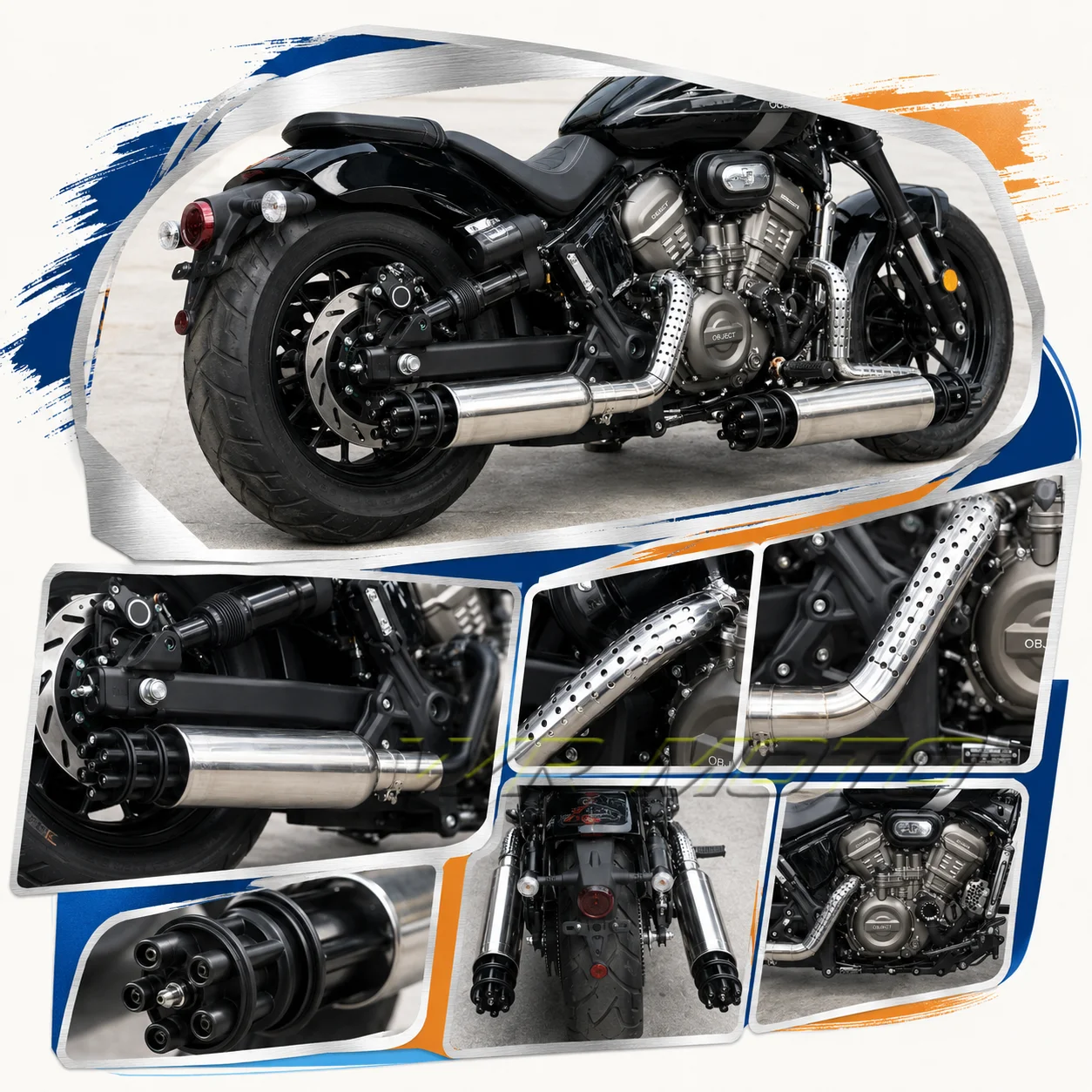 Retro Exhaust Collection Left‑Right Dual‑Outlet Full‑System Exhaust Pipe Deep‑Throaty Sound Fit For BENDA ROCK 707 Motorcycle