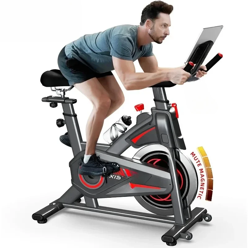 Magnetic Exercise Bike with Bluetooth Stationary Bikes for Home Tablet Holder Comfortable Seat Cushion 350lbs Capacity