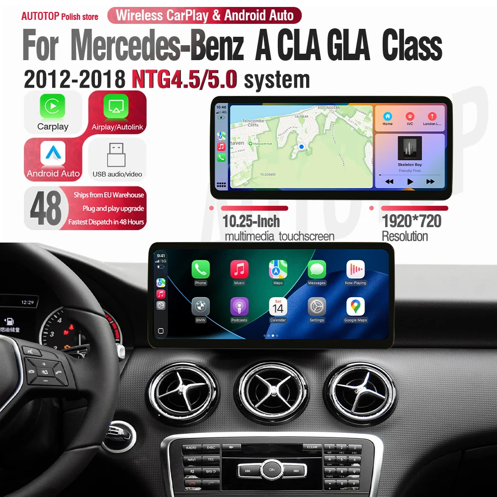AUTOTOP 10.25" 12.3" Touchscreen Linux autoradio voor Mercedes Benz A CLA W176 GLA X156 CarPlay Mirroring Link Android Auto GPS - afbeelding 2