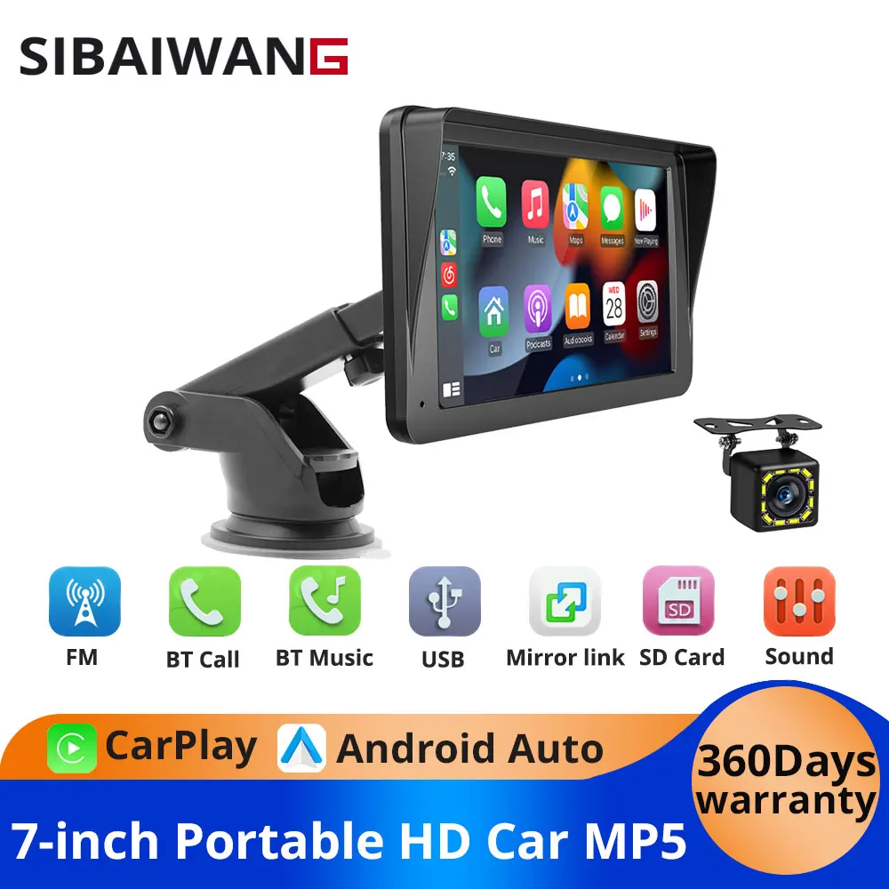 

7'' IPS Wireless CarPlay Android Auto Universal Portable Car Radio Multimedia MP5 Player Bluetooth FM Radio Stereo Touch Screen
