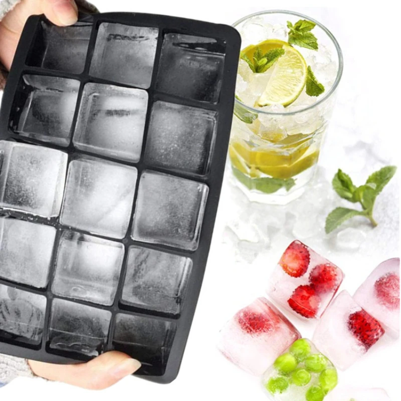 4/6/8/15 Grids Silica Gel Ice Cube Mold Large Square Ice Cube Ice Cube Mold DIY Ice Maker Cube Tray Ice Cube Tray