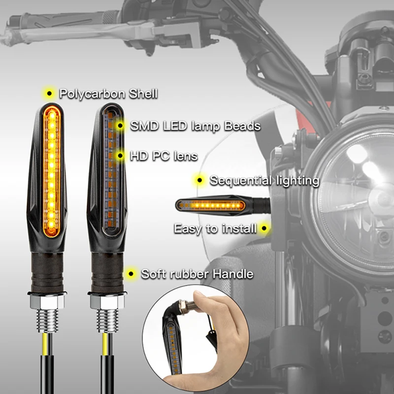 Motorcycle Turn Signal Light Universal DRL Amber Dynamic Flowing Blinker Indicator 12V LED Motorcycle Flashing Light Rear Lamp