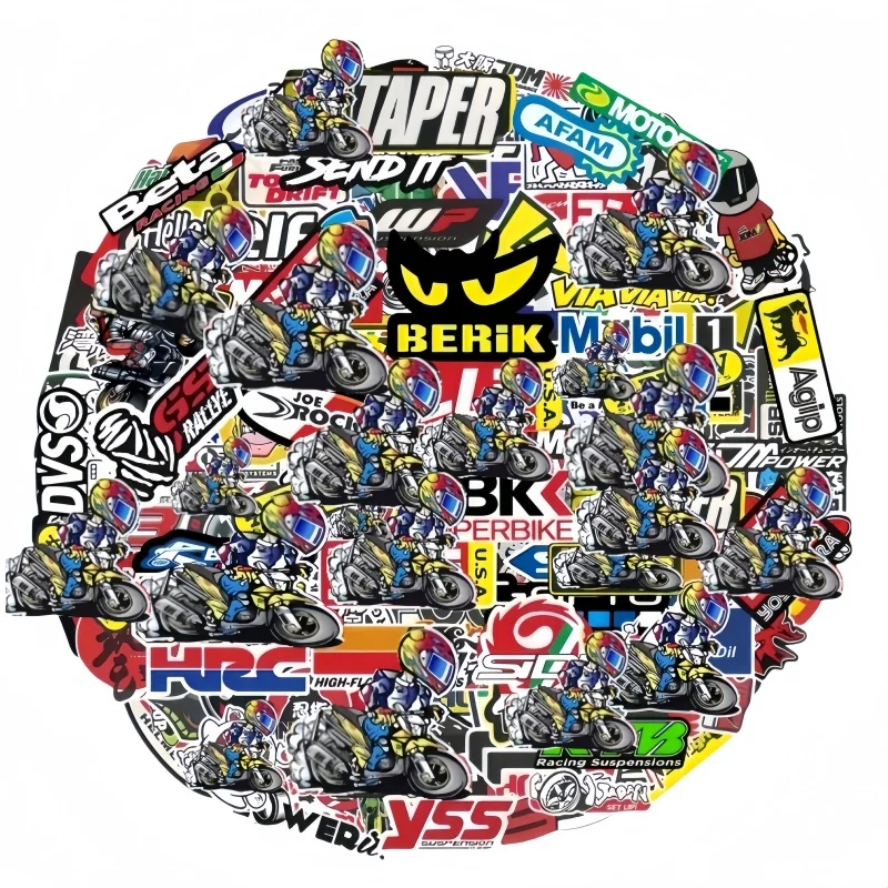

40/80/120 шт. случайные наклейки для мотоциклов, наклейки для Yamaha Honda, автомобильный велосипедный шлем, танк, гоночный спонсор, набор логотипов, модифицированные детали