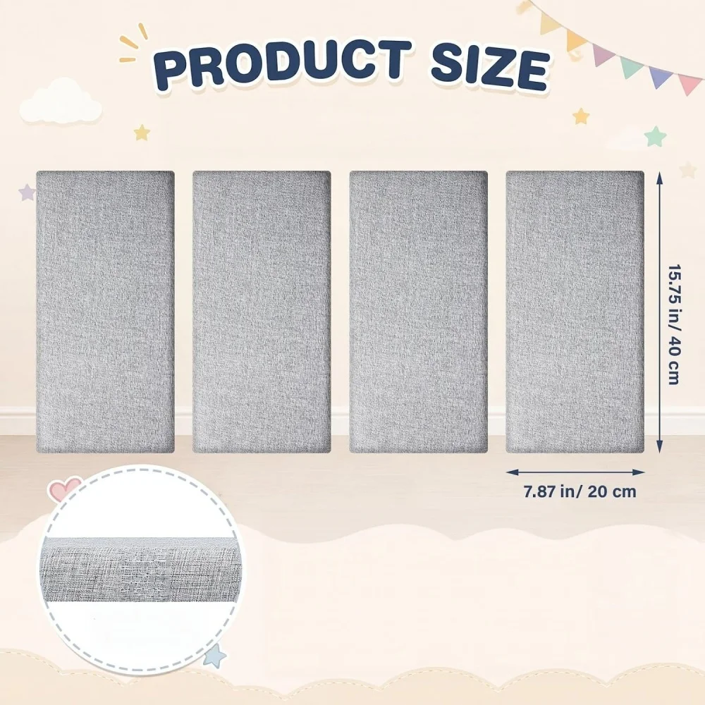 1PC Linen-Textured Wall Padding, Peel and Stick Headboard Panels, Breathable 3D Anti-Collision Upholstered Wall Stickers