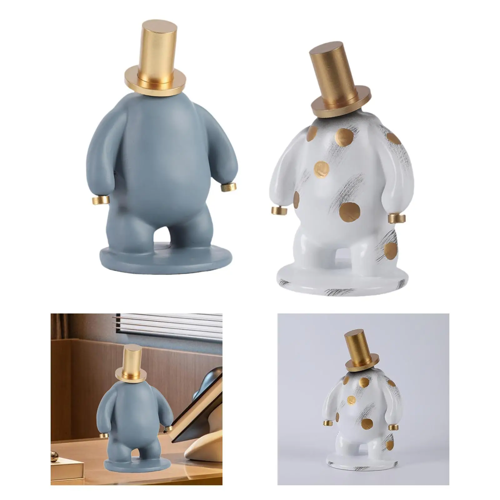 

Cartoon Bear Figurine Novelty Resin Statue for Bookshelf Indoor Living Room