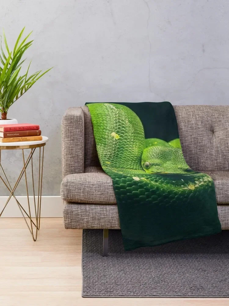 Green Tree Python Throw Blanket Travel christmas gifts Blankets