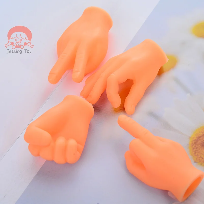 1Set Cats Toy Cat Gesture Finger Cot Cat Finger Sleeve Mini Hand Model Silicone Gloves Pet Interaction Toy Cat Massage Tool