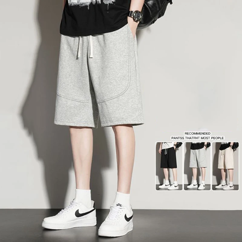 

Мужские молодежные популярные свободные прямые шорты, модные повседневные универсальные брюки, высококачественные удобные дышащие спортивные штаны