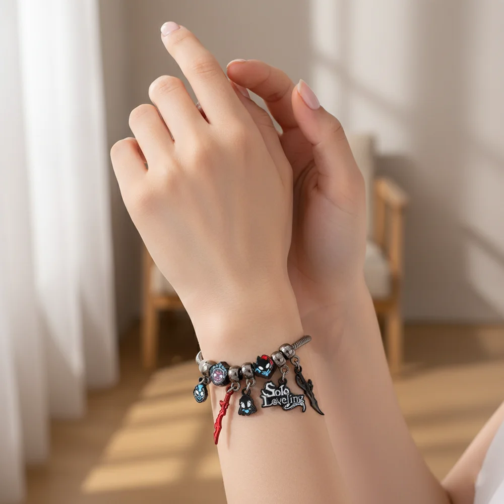 أنيمي سولو التسوية الأزياء سوار Kawaii الكرتون الخرز قلادة الإسورة سوار لمحبي اكسسوارات الهدايا