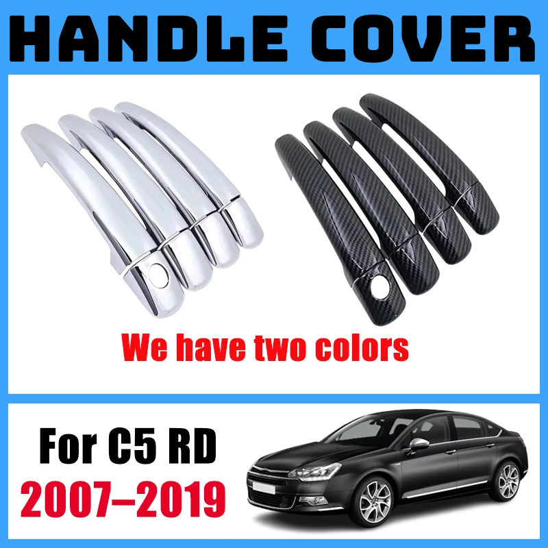 

Car handle ABS Chrome Imitation Carbon Fiber Stripes Door Handles Cover For Citroen C5 RD TD 2008-2017 Accessories Cap Styling