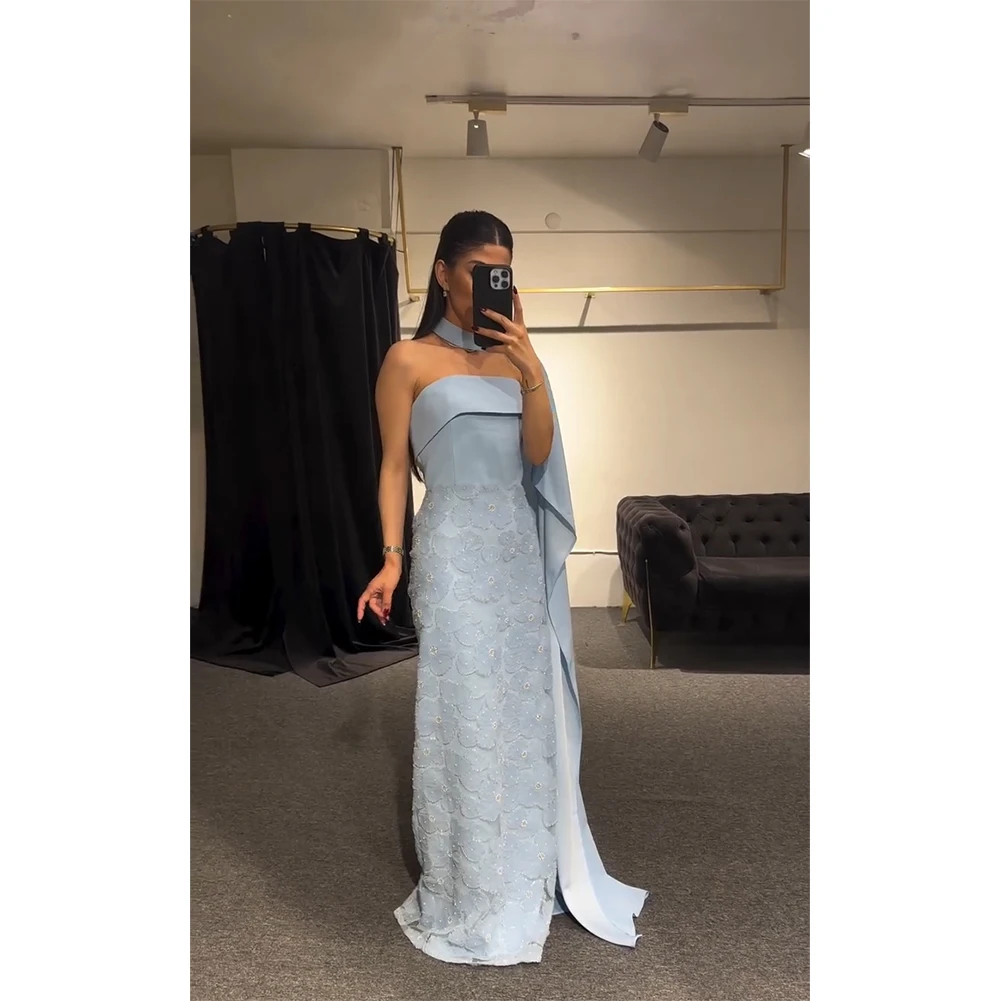 

Alinovia Elegant Dubai Pearl Mermaid Gown Long Flower Strapless Luxury Formal 2025 Prom Wedding Party Dress for Women Customized
