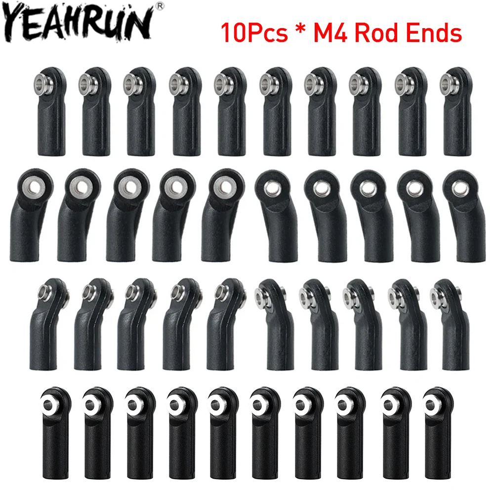 YEAHRUN 10Pcs M4 Rod Ends Plastic Link Balls Head Linkage Joint for Axial SCX10 D90 Wraith TRX4 TRX6 1/10 RC Crawler Car Parts