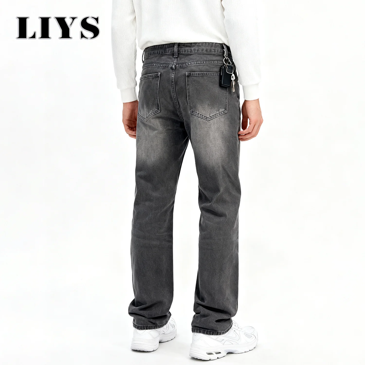 American Men's Black Retro Baggy Straight Jeans Street Basic Business Casual Revival Male Denim Pants Winter Men's Clothes Jenas
