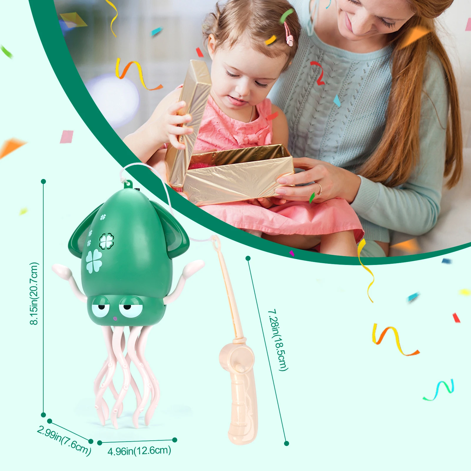Calmar dansant à Induction couché, calmar plat avec musique et lumière, jouets électroniques pour animaux de compagnie, jouets de développement interactifs, cadeaux pour le ventre