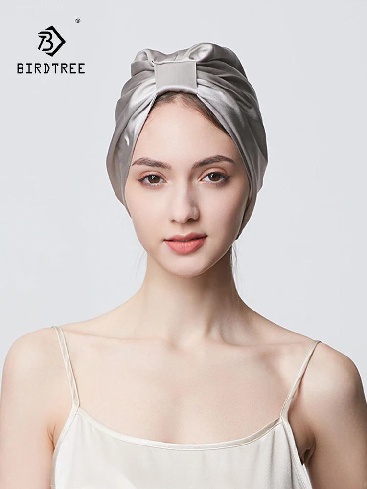 

BirdTree, 19MM 100%Real Silk Thick Hair Cap, Women Solid Sleeping Cap, Anti Frizzy Hair Care Home Bathcap, 2024 Summer A43002QC