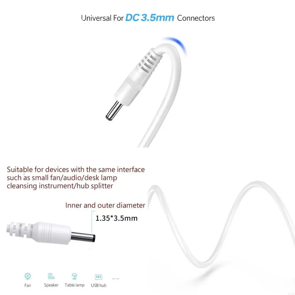 80cm USB DC3.5 1.35mm Power Cord Universal Compatibility For Small Electronics Safe Voltages Output K1KF