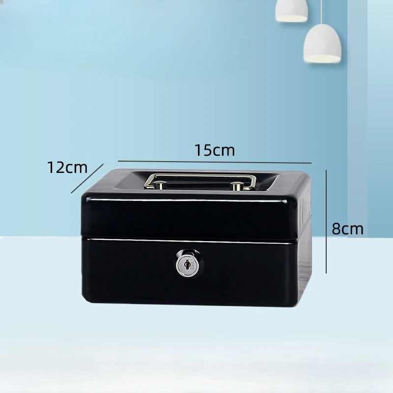 Portable Mini Key Safe Money Box Steel Piggy Bank Sturdy Lockable Coin Box Cash Storage Hidden Box for Home Store Suitcase