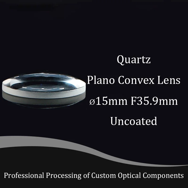 Jgs1 Quartz Plano-convex Single Convex Lens, Diameter 15mm, Focal Length 35.9mm, Transparent