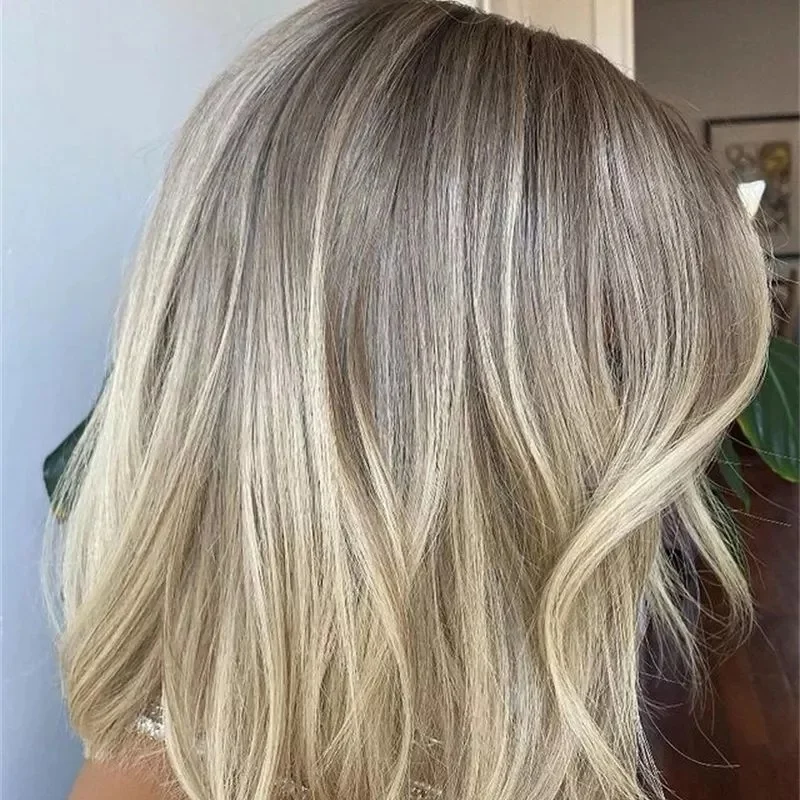 

Короткие модные светло-русые синтетические парики с естественной волной Женский парик с омбре Боб с кружевным верхом на распродаже Ежедневное использование