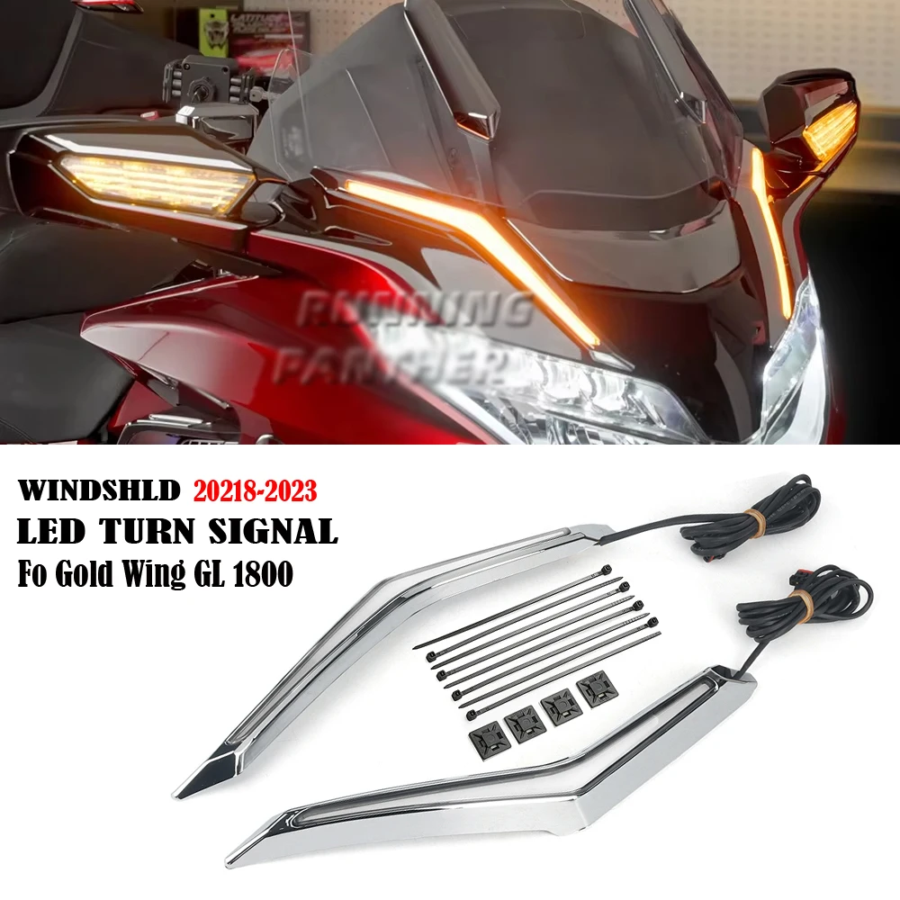 Motorcycle Strike Windshield Trim Lamp Turn Signal Brake LED Light For Honda Gold Wing GL 1800 GL1800 Tour DCT Airbag 2018-2023