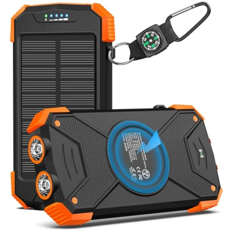 

Solar Power Bank 10, 000mAh, Portable Wirel Charger, 20W Fast Charging External Battery Pack with USB C for Cell Phones, Solar