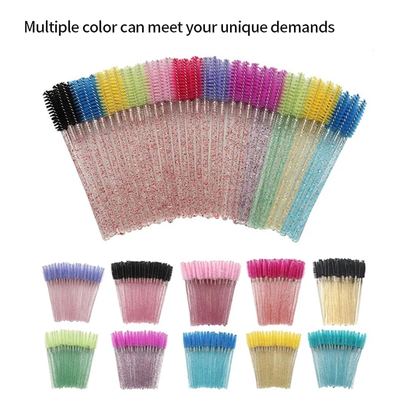 Wholesale Eyelash Extension Crystal Mascara Brush Disposable Eyelash Brush Brow and Lash Comb make up brushes