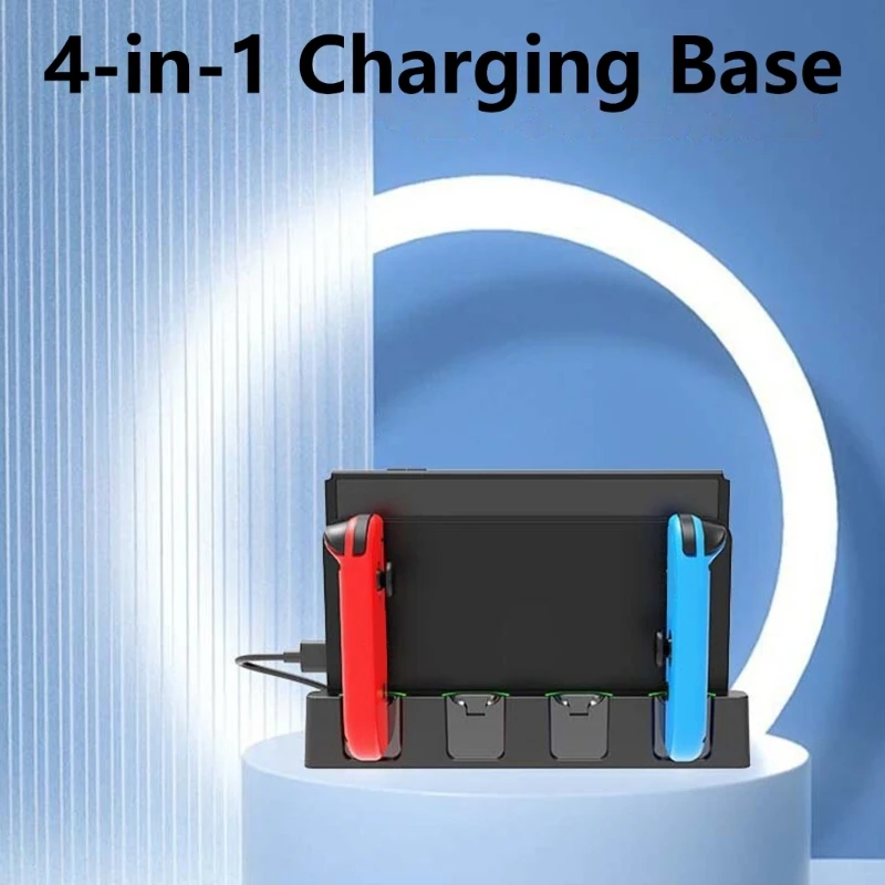 4 In 1 Overcharge Protective Charging Dock For Switch Game Controllers Charger Stand Holder With Individual LED Indicators