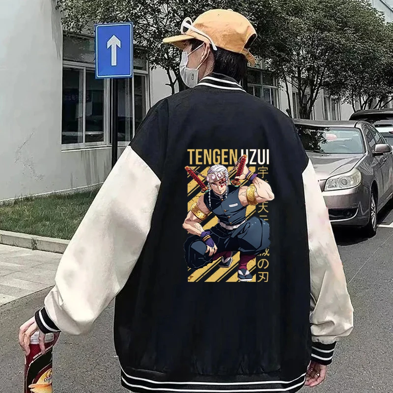 New Jackets Coats Single Breasted Spliced Uzui Tengen Clothing Bomber Jacket Men Baseball Uniform Female Male Tops