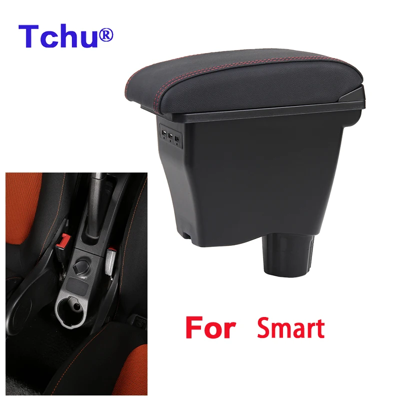 For smart fortwo Armrest For smart forfour Car Armrest box Retrofit parts Interior Storage box 3USB Simple use car accessories