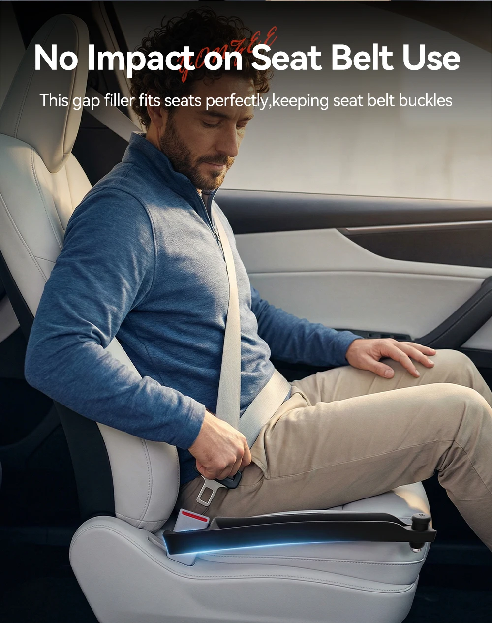 YZ für Tesla Model 3/Y/YL/X/S, Silikon-Sitzspaltfüller mit Wolfram-Notfallhammer, verhindert Herunterfallen, einfacher Griff, Fensterbrecher – Detail 4