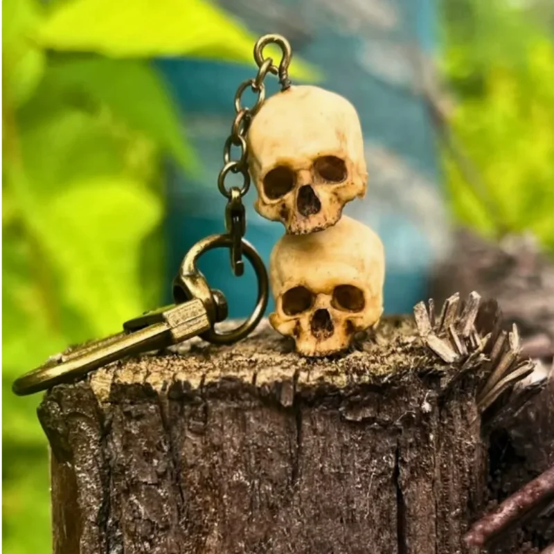 Personalized Hand-Painted Skull Keychain for Halloween