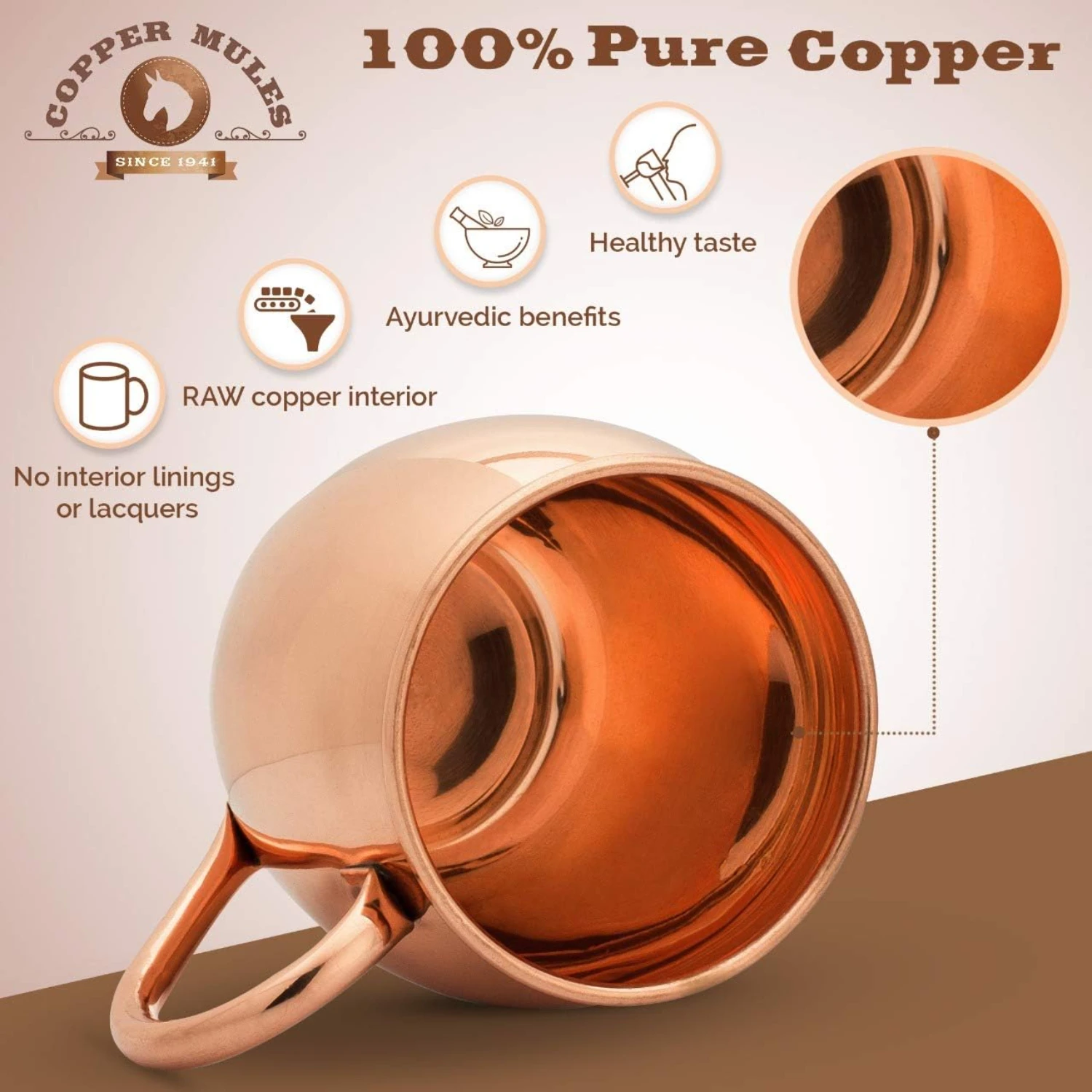 ce with this exquisite, handcrafted copper stoneware mug. Perfect for serving cocktails or hot beverages, this stunning piece wi