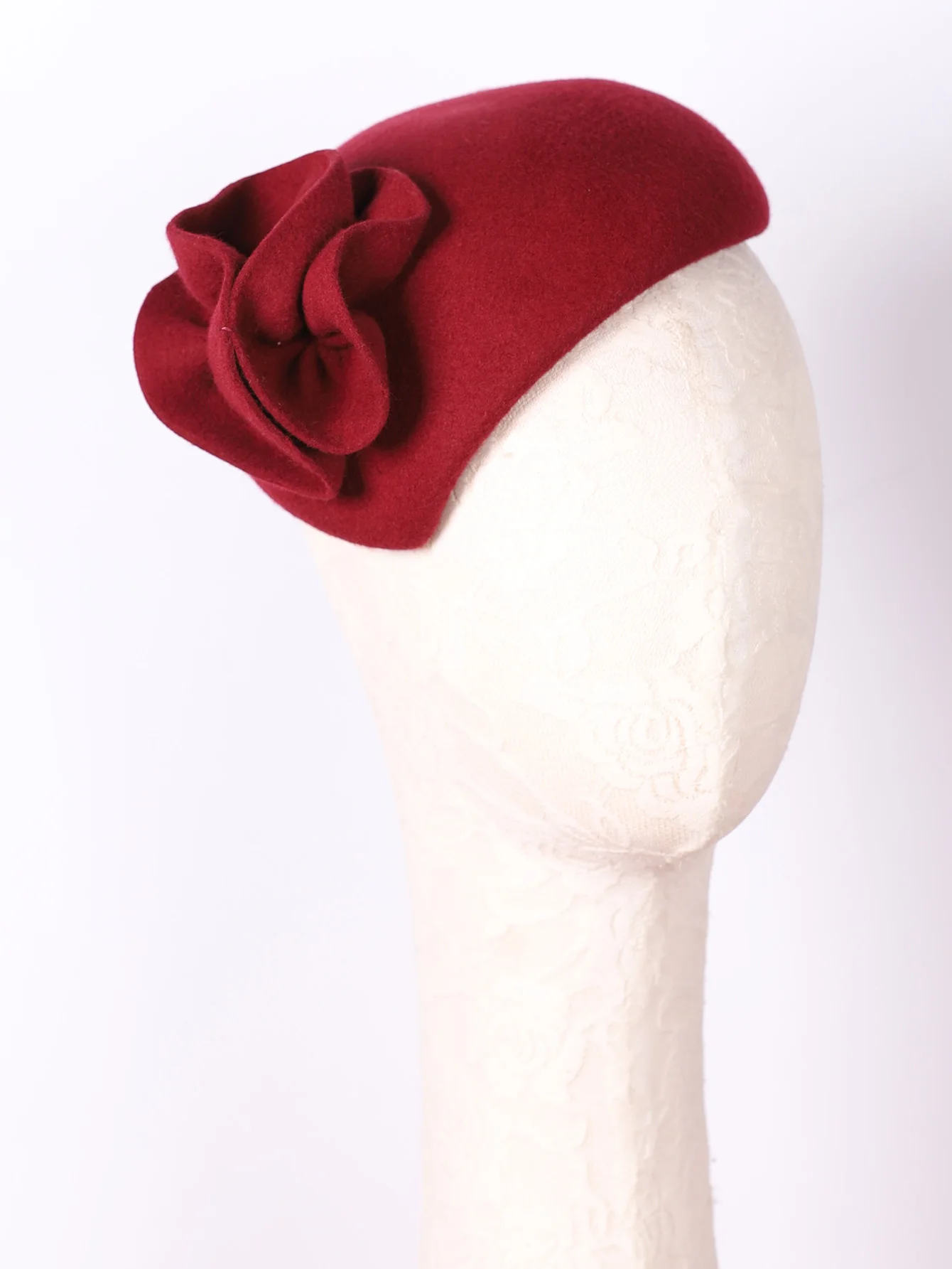 FS Wollfilz-Fascinator-Hüte für Damen und Herren, Hochzeit, elegante Teeparty, formelle Vintage-Kirchen-Pillbox-Hut mit Blumen-Derby-Kappe – Detail 7