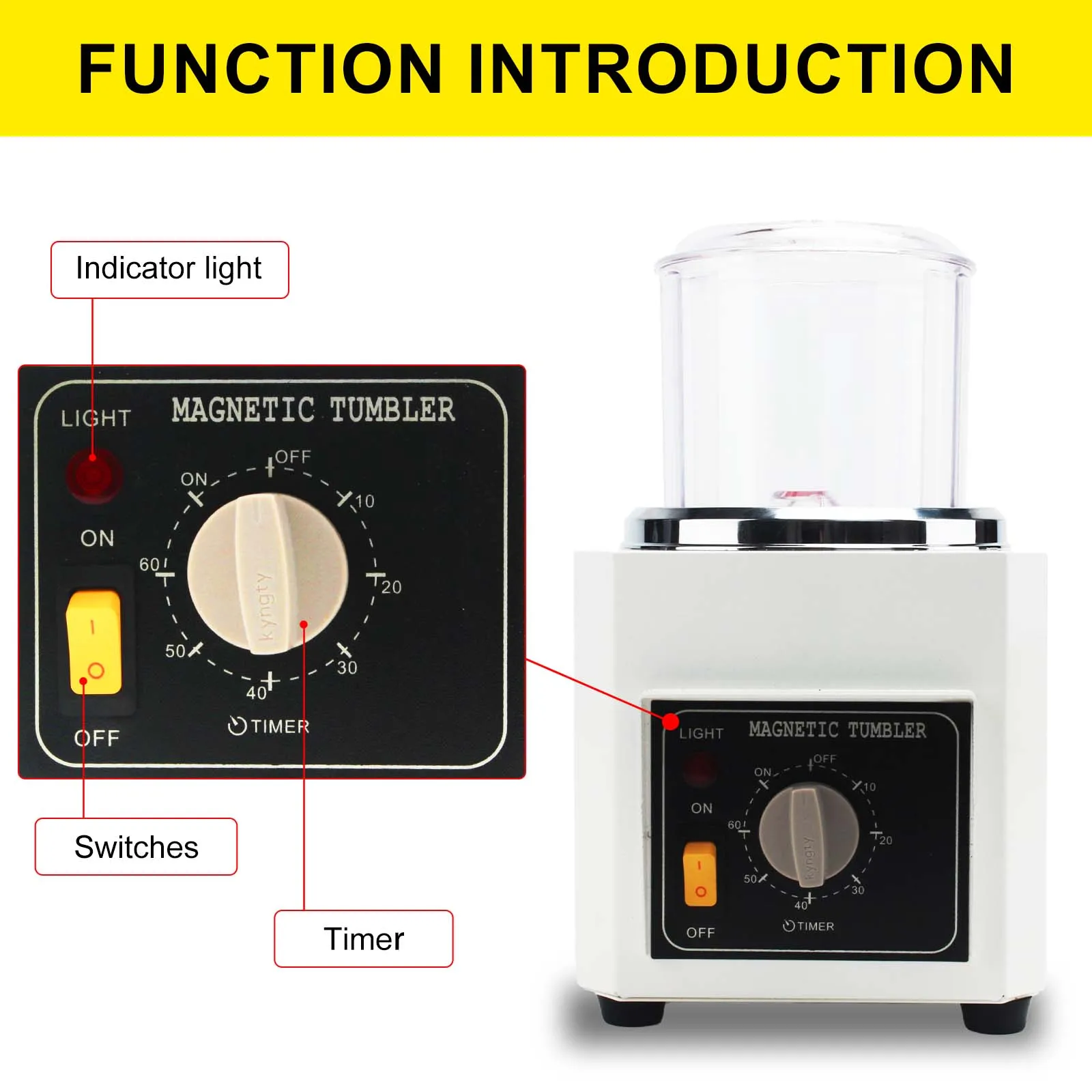 110V/220V KT-90 Magnetic Tumbler Mini Jewelry Polisher Finisher Finishing Machine Metal Hardware Magnetic Polishing Machine