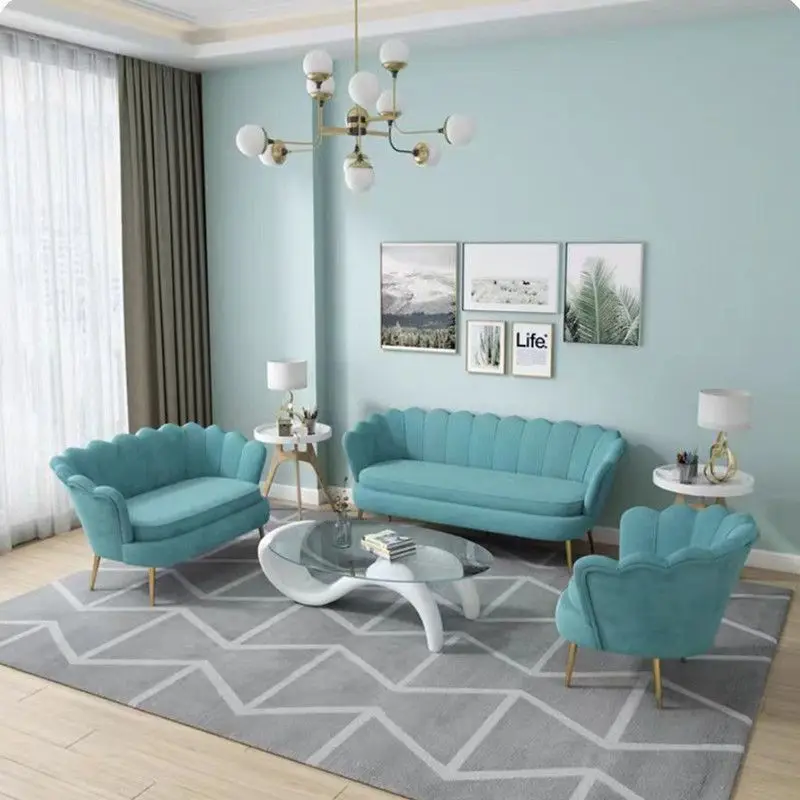 Custom Nordic Light Luxury Clothing Store Women's Clothing Store Reception Area Beauty Salon Wedding Dress Shop Petal Fabric Sof