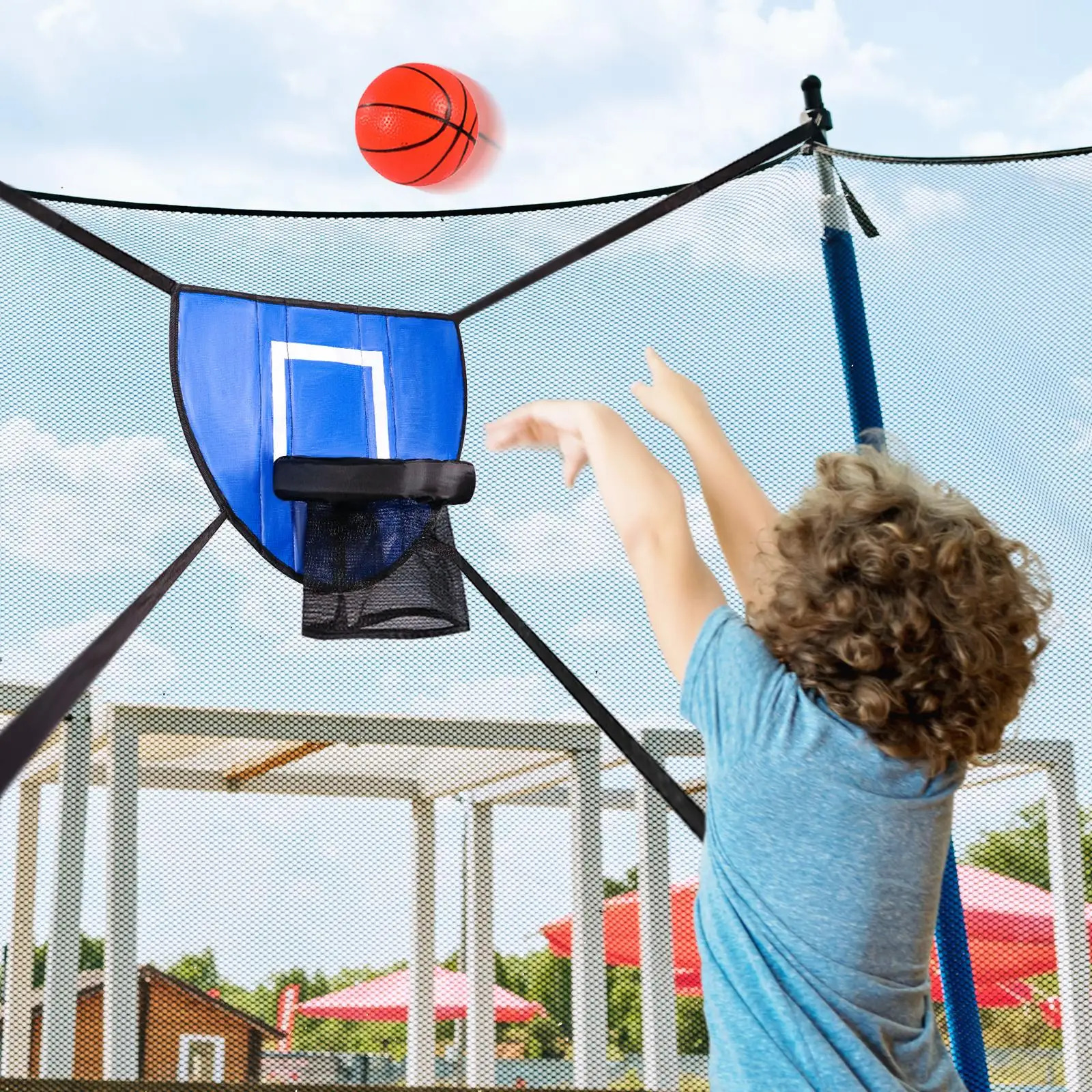 

Mini Basketball Hoop for Trampoline Trampoline Accessories Easy to Assemble Breakaway Rim for Safe Dunking Basketball Rack