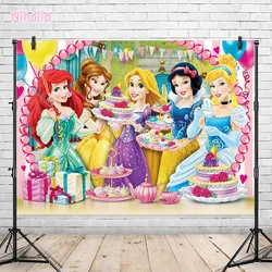 Disney Princess Theme Photo Backdrop Princess Girls Kid 1st Happy Birthday Party Decoration Baby Shower Custom Background Banner